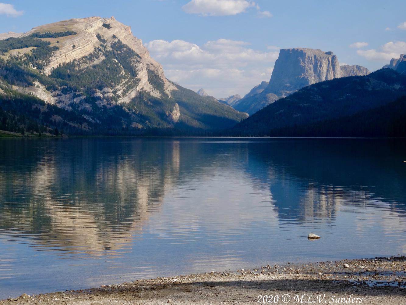 Lower Green River Lake with White Rock and Squaretop Mountain reflecting in the water