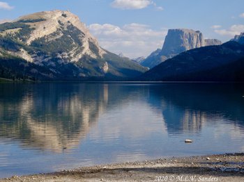 Lower Green River Lake with White Rock and Squaretop Mountain reflecting in the water